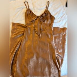 Silky Copper Floral Print Maxi Dress Size S